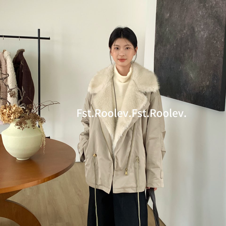 童心韩版简约风大翻领加绒中长派克服保暖棉服外套(无配件)W51251