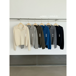 一善服饰经典款休闲老钱不过时剪刀翻领针织衫26XY58221