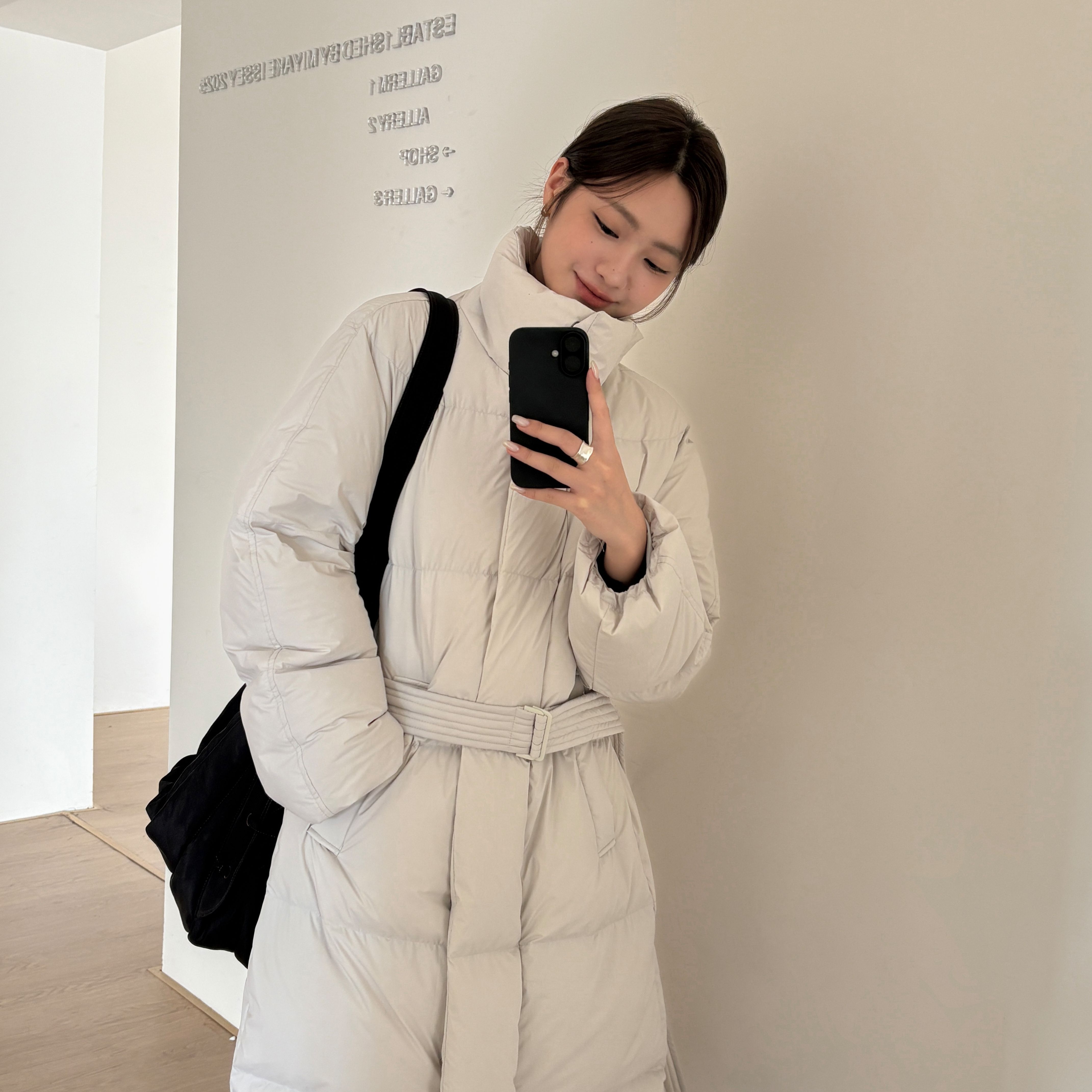 童心立领气质收腰保暖大衣加厚长款保暖羽绒服外套(配腰带)25997