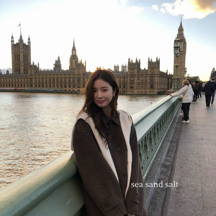 童心复古纯色百搭翻领单排扣羊毛外套（含10羊驼毛）20