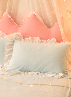 冬季珊瑚绒水晶绒枕套加绒保暖纯色枕头套法兰绒毛绒枕芯套一对装