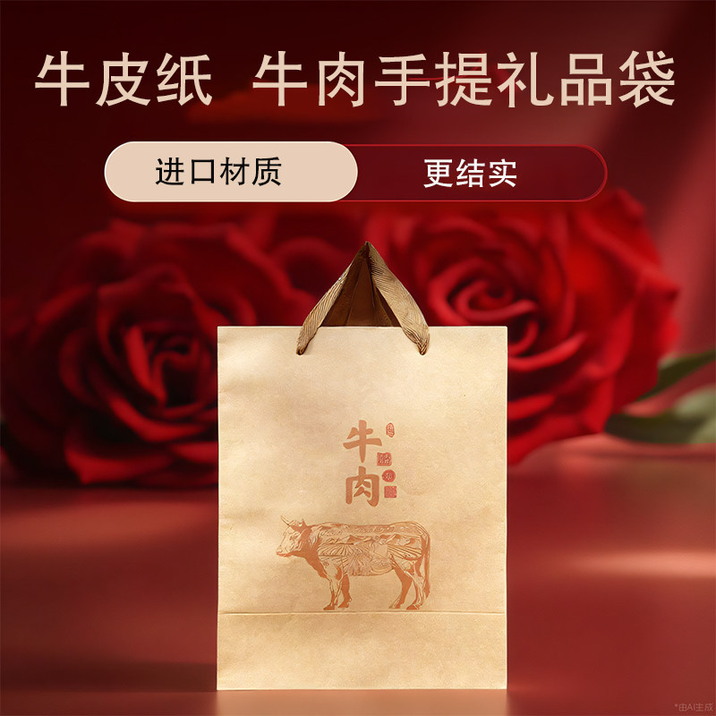 鲜牛肉酱风干牛肉香酥卷外卖专用牛皮纸手提礼品包装袋批发定制袋,包装,牛皮纸袋,淘宝优惠券,粉丝福利购,淘宝优惠卷