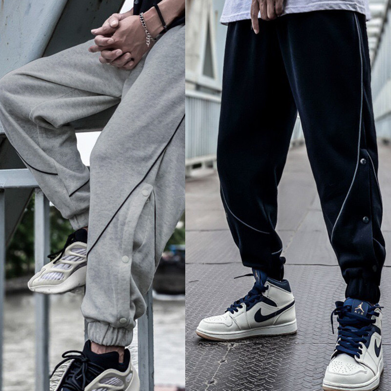 飞人23排扣反光运动裤男士宽松束脚休闲篮球长裤春秋刺绣卫裤