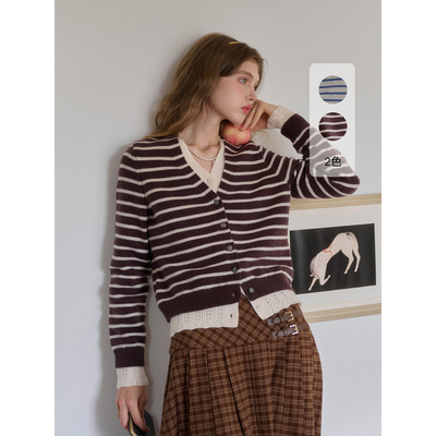 【所有女生的衣橱直播间】SimpleRetro撞色假两件毛衣针织开衫女