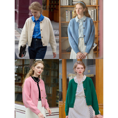 SimpleRetro简约圆领100%羊毛针织开衫 女2025秋冬复古金属扣毛衣