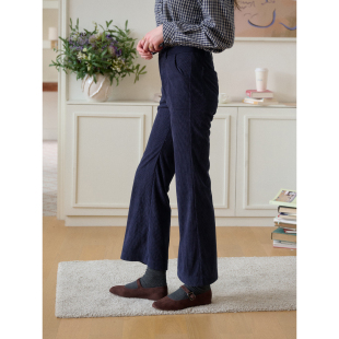 女高腰显瘦喇叭裤 复古通勤灯芯绒休闲裤 法式 SimpleRetro摩登巴黎
