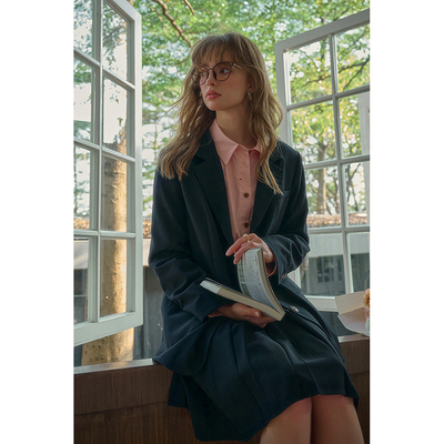 simpleretro鹦鹉梨专属古着西装外套百褶半身裙通勤套装女春季