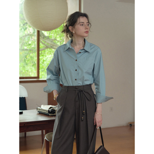 SimpleRetro恋色旋律 全棉法式手工刺绣翻领衬衫春浅春系休闲上衣