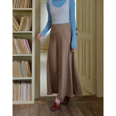 SimpleRetro风入晚林 天丝亚麻法式垂感斜裁A字鱼尾裙半身裙女