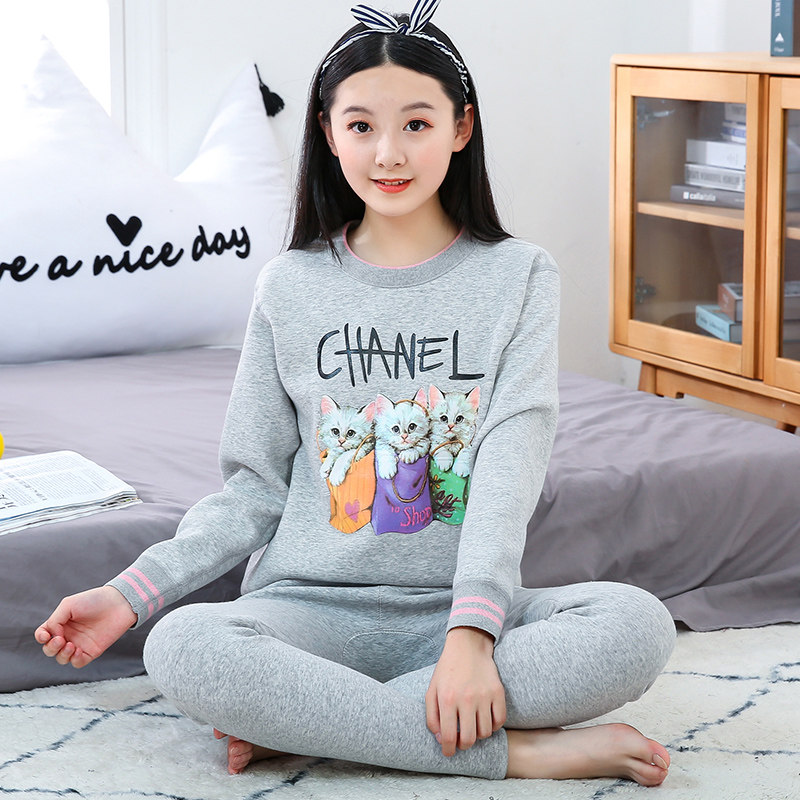 保暖内衣女套装加厚加绒初中学生少女大童保暖衣单件上衣秋衣女孩