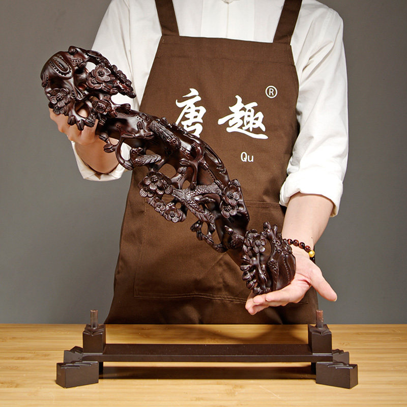 黑檀木雕喜上眉梢吉祥如意根雕摆件红木家居客厅实木质装饰工艺品