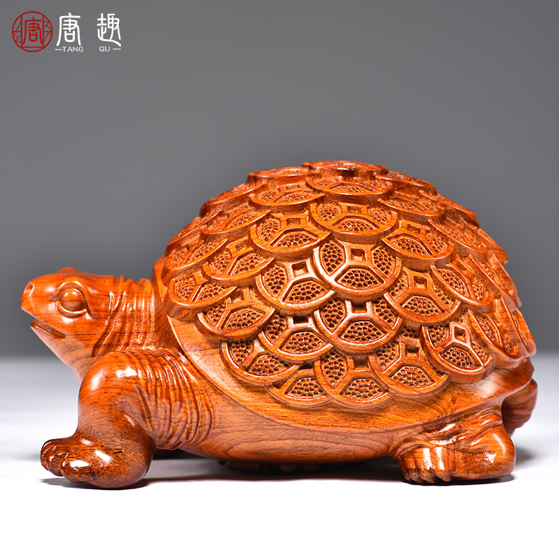 花梨木办公室摆件金钱龟