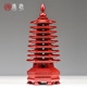 红色桃木雕刻九层文昌塔摆件木质十三层9层木制客厅书桌书房工艺