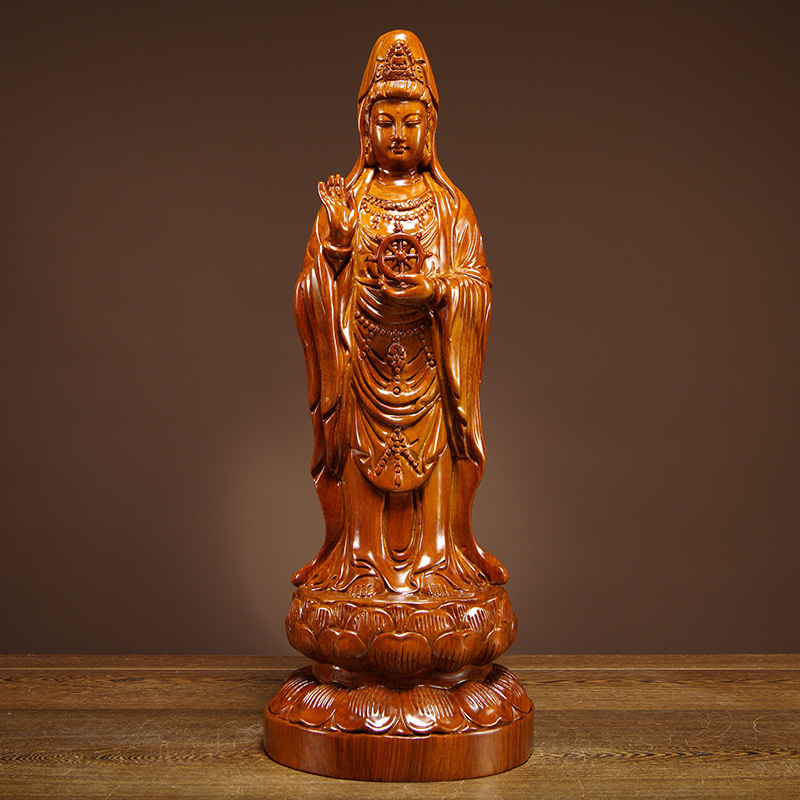 观世音菩萨佛像红木供奉工艺品