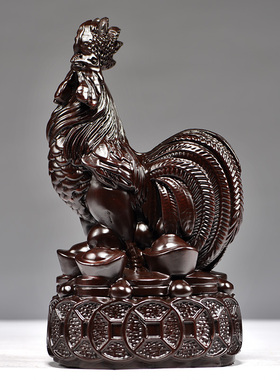 黑檀木雕鸡摆件红木工艺品送礼