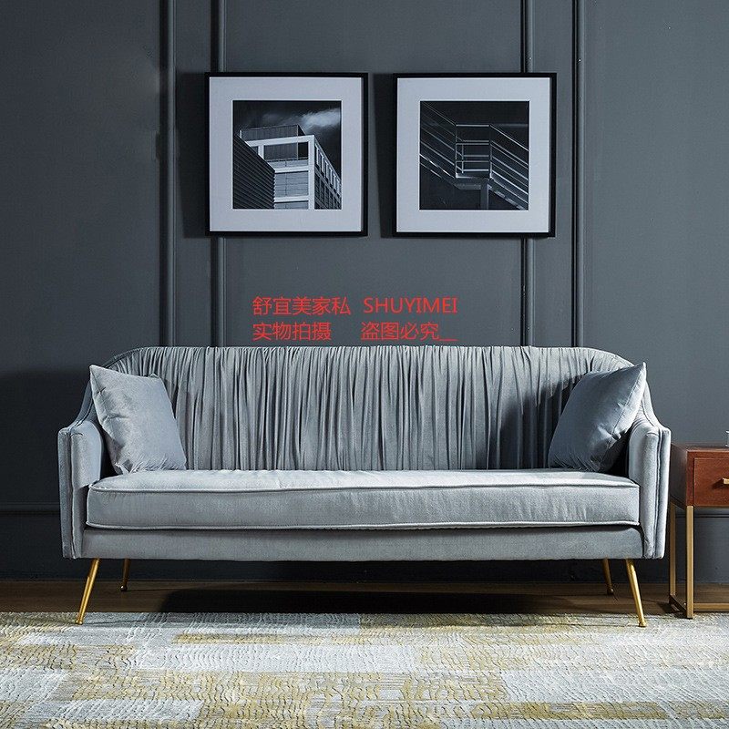 欧式轻奢时尚创意褶皱天鹅绒布艺实木沙发小户型客厅沙发组合定制|msdalam kategori perabot kediaman, SOFA, sofa fabrik - dari Buy2taobao.com untuk memberikan perkhidmatan ejen Taobao profesional membeli