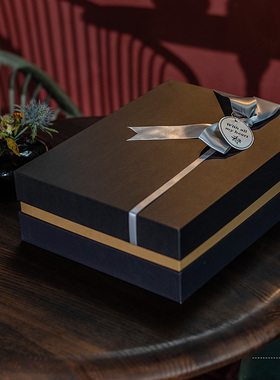 礼品盒ins橙色网红礼物盒子空盒蝴蝶结包装盒净面纯色高档精美