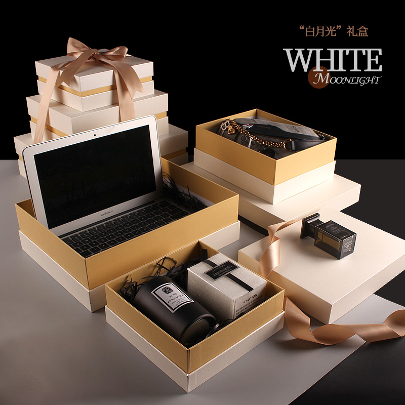 简约纯色商务年会可定制logo礼盒