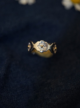 安德烈.复古宫廷925银戒指轻奢小众设计可调节指环高级感开口手饰