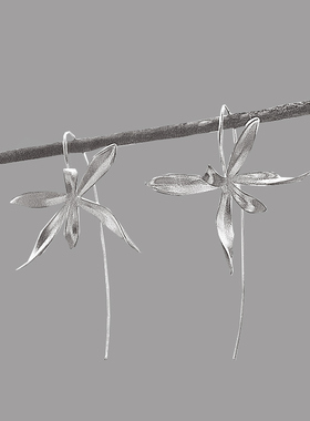 鸢尾花s925银气质立体玉兰花朵耳环中国风轻奢小众设计文艺耳钩饰