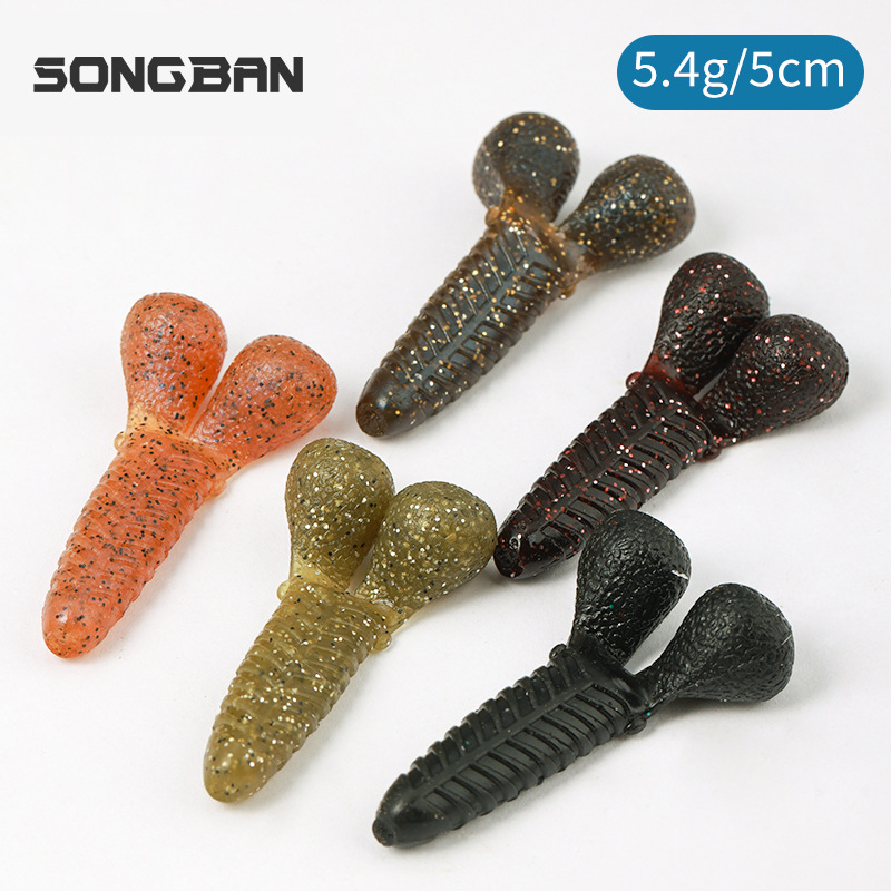 苦茶路亚7只装路亚软饵缓沉土豆仿生饵软虫鲈鱼黑鱼马口打黑软饵