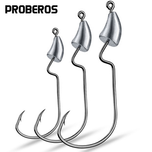 苦茶小号根钓钩原铅曲柄铅头钩 1.75g 2.5g 3.5g软虫钩有倒刺路亚