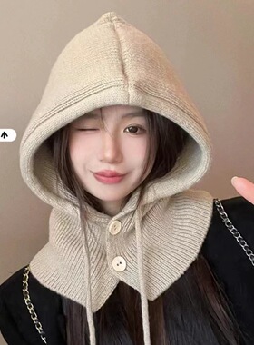 秋冬新款巴拉克拉法护耳帽围脖一体设计保暖时尚女士冬季潮流百搭