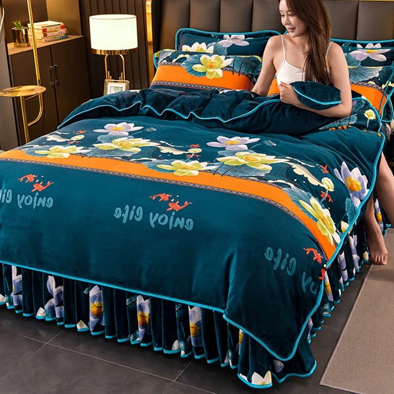 冬季加厚双面绒牛奶绒四件套法兰绒被套床单珊瑚绒床裙款床上用品,床上用品,床品套件/四件套/多件套,淘宝优惠券,粉丝福利购,淘宝优惠卷