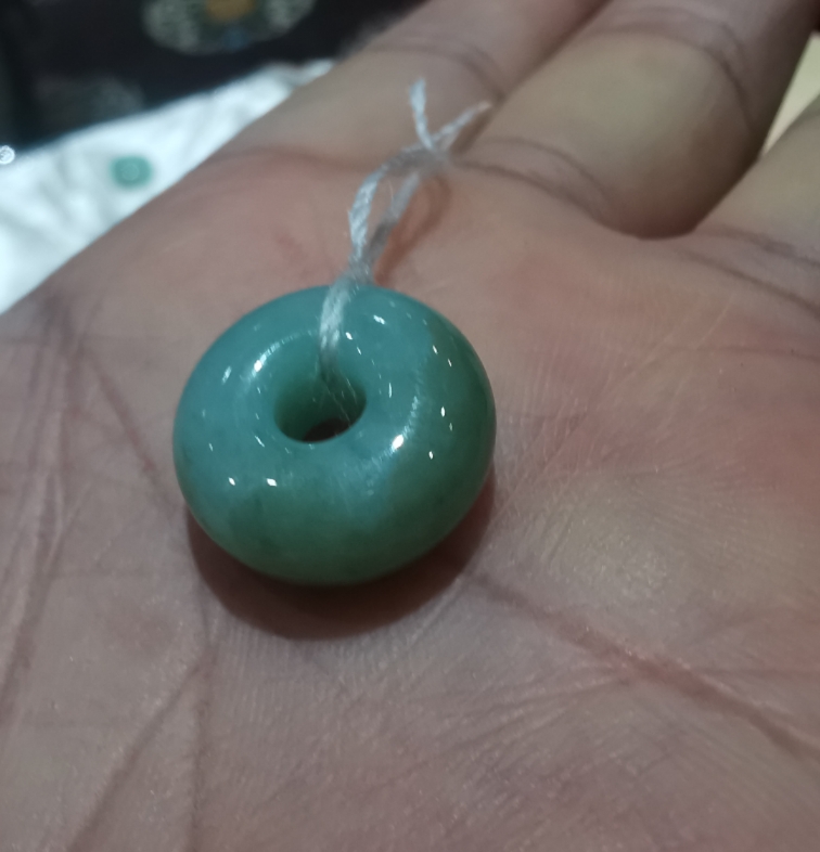 老坑老种翡翠超厚平安扣扣子满色满绿飘黄加绿17x7mm 珠宝/钻石/翡翠/黄金 颈饰 原图主图