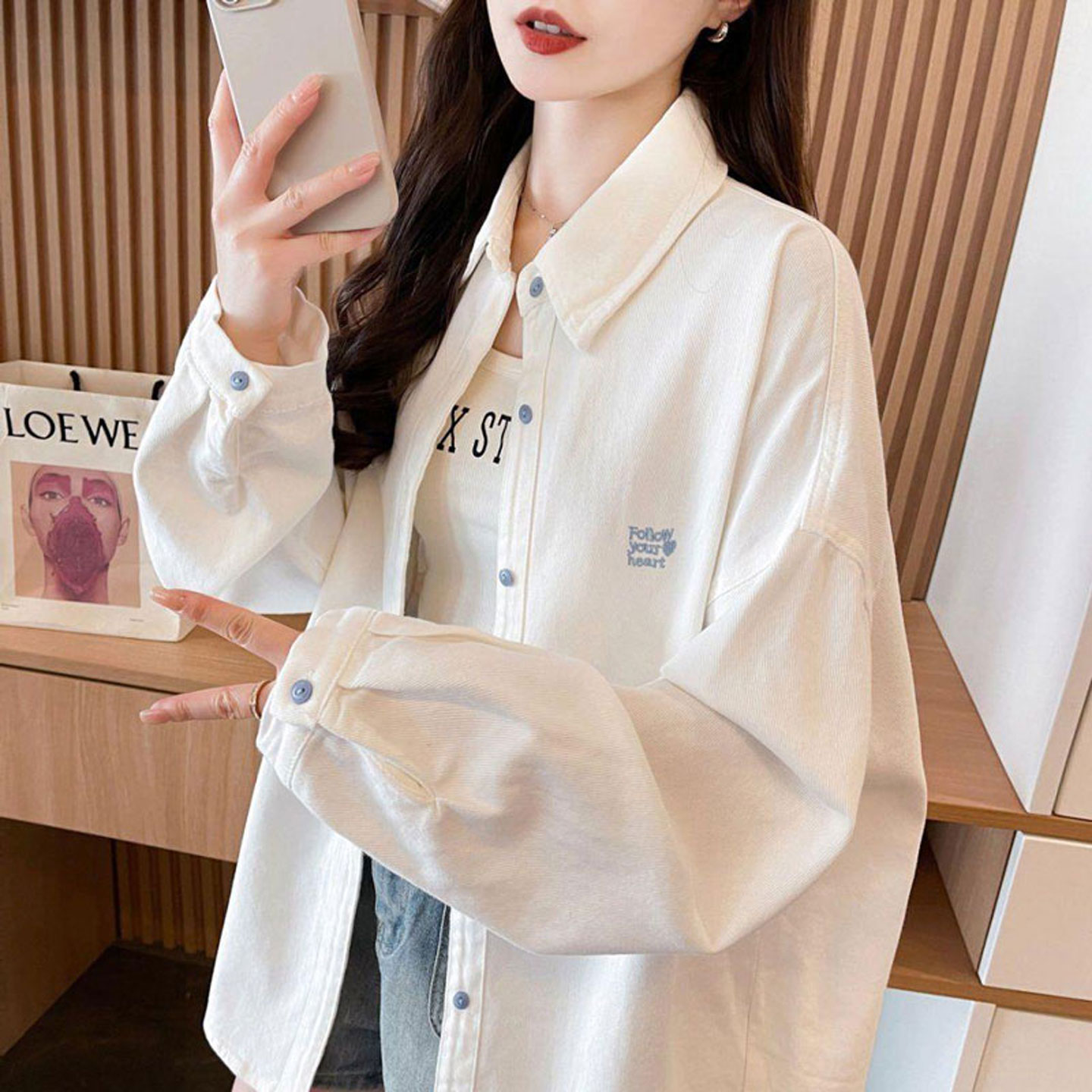 秋季牛仔长袖衬衫外套女