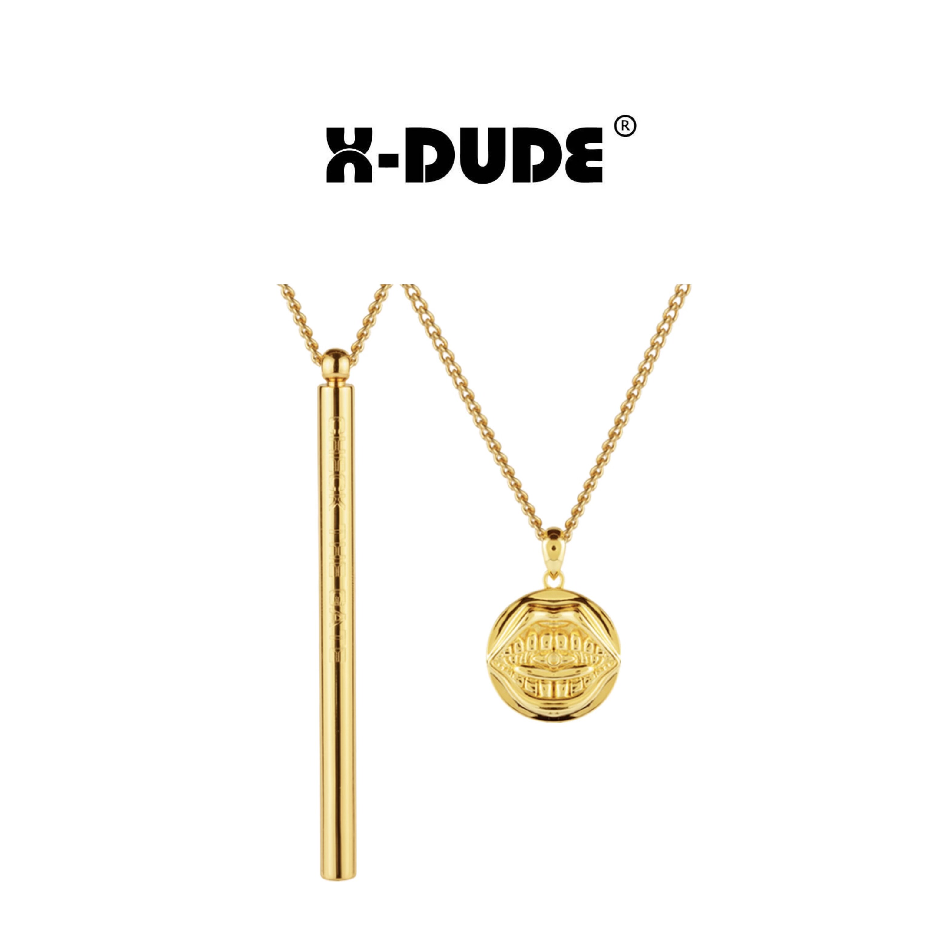 X-DUDE美国嘻哈潮牌饰品《吹哨人》电影联名款 金色叠戴哨子项链