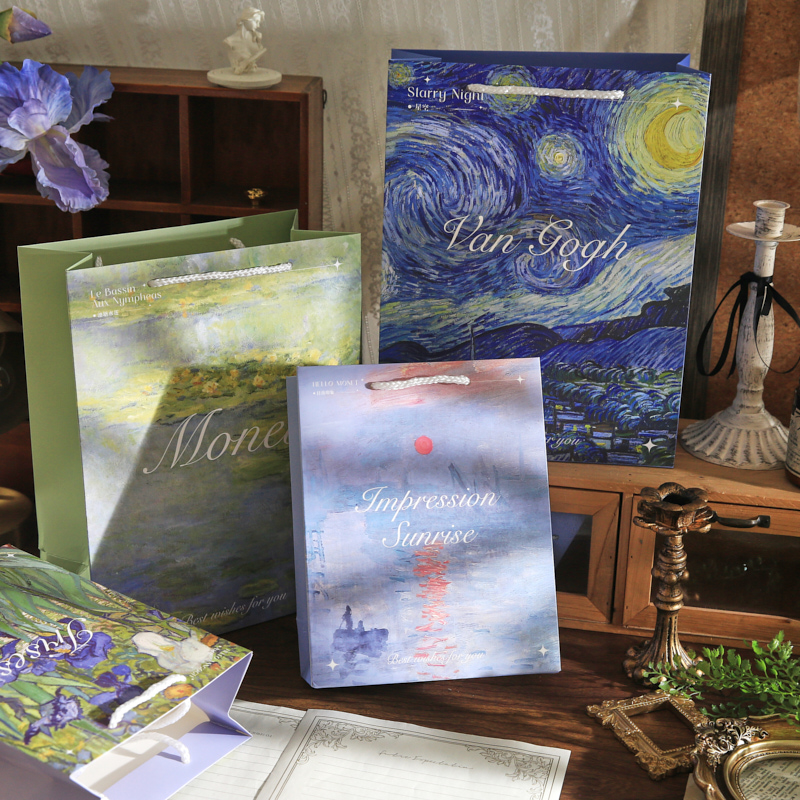 浪漫复兴白卡纸礼品袋油画风袋子