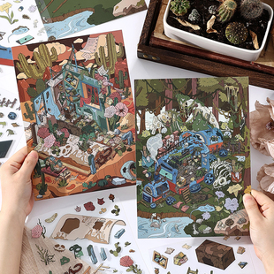 infeelme今日营业中十五弹造景贴纸微缩场景冒险手工diy解压贴画