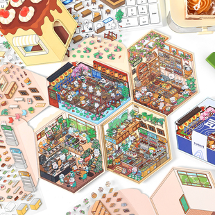 infeelme今日营业中第五弹造景贴纸 可爱ins微缩场景趣味装饰贴画