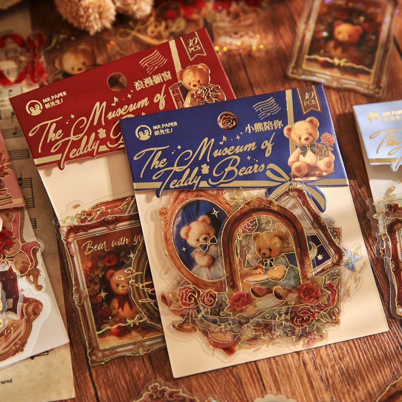 小熊浪漫屋PVC烫金贴纸可爱温暖