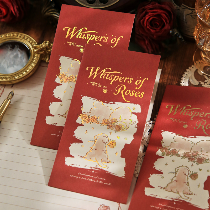 玫瑰絮语烫金信封信纸套装信笺集