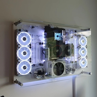 FUXK 壁挂平板定制i9-14900KS/RTX 4090分体式水冷游戏电脑主机