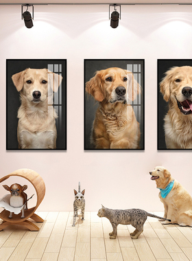 宠物店动物诊所装饰画狗狗萌宠宠物医院壁画金毛拉布拉多犬挂画