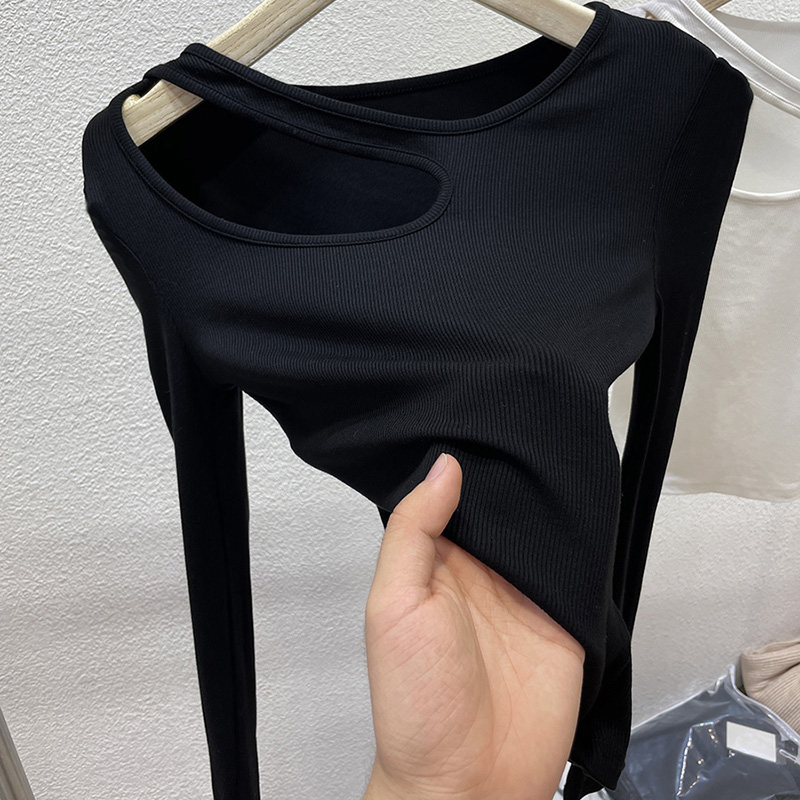 欧货露锁骨打底衫女2025年早春新款心机内搭洋气时尚个性长袖t恤