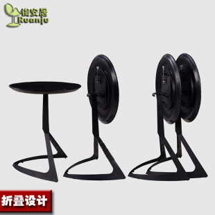 简约折叠塑料圆茶几咖啡小吧桌阳台接待等位餐桌台C88 时尚