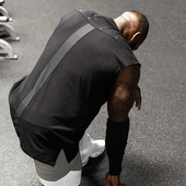 休闲宽松坎肩无袖 美式 运动健身背心男夏季 t恤圆领跑步蓝球训练衣