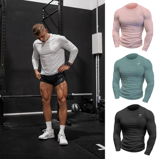 男紧身肌肉健身兄弟运动透气T恤上衣 200克双面高弹长袖 春秋季 新款