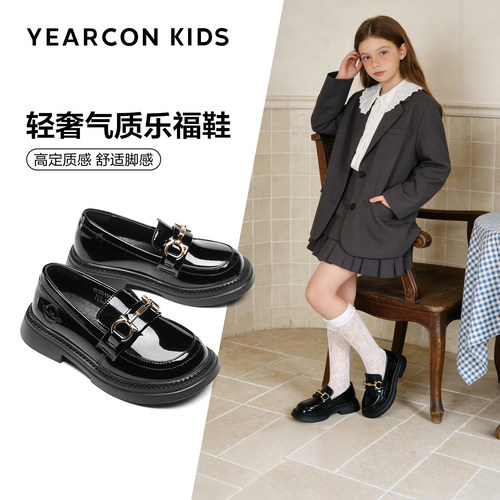 意尔康童鞋女童黑色皮鞋公主鞋