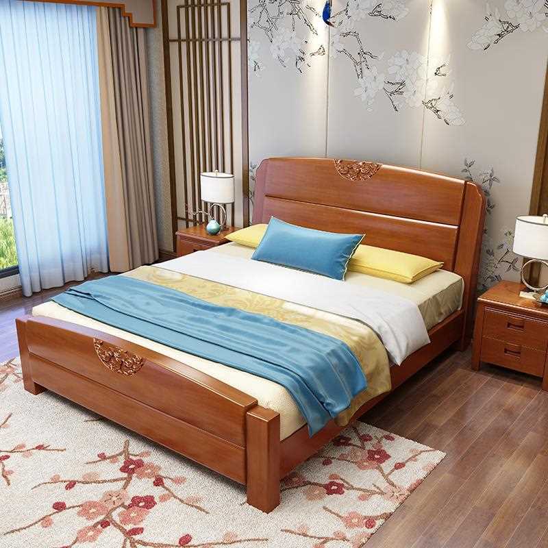 实木床主卧双人1.5m1.8米现代简约经济型高箱储物橡木色中式家具