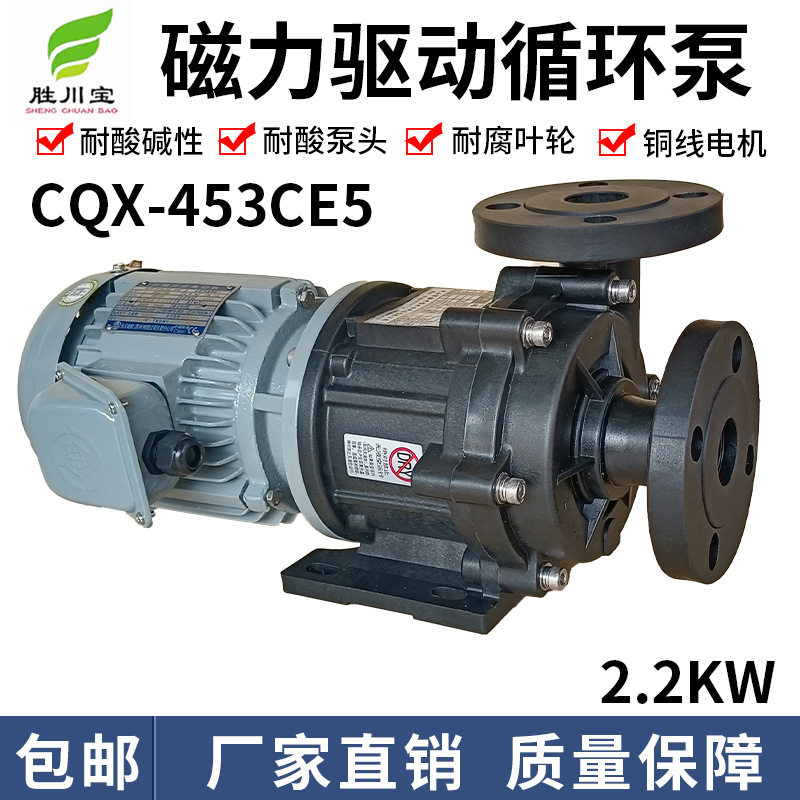 胜川宝磁力泵CQX-453CE5永元电机无轴封离心泵PP塑料卧式污水泵 - 实物图