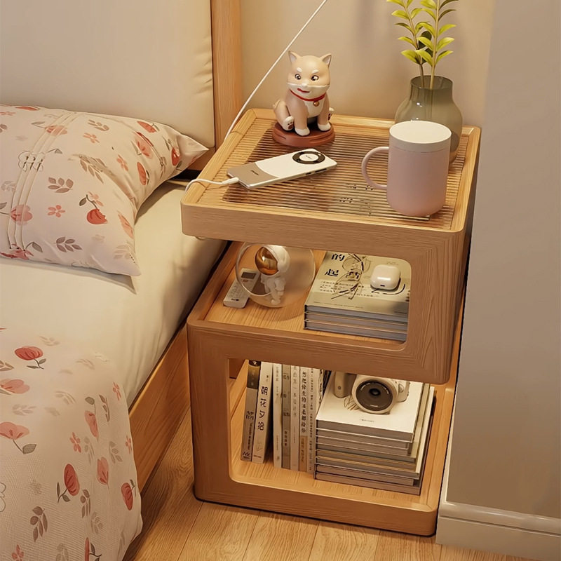 实木床头柜小型卧室家用简约现代替代品边几创意小柜子床头置物架