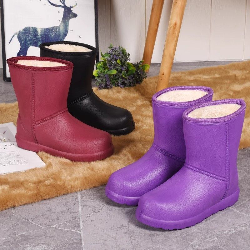 加绒雨鞋保暖防滑加厚冬季雨靴防水棉鞋男士EVA泡沫轻便防寒鞋