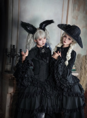 【四团不死鸟尾款】初代原创暗黑哥特风重工Lolita姬袖衬衫下裙