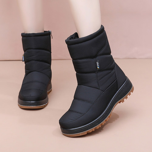 新款雪地靴棉鞋女冬加绒加厚中筒靴子防水防滑中老年妈妈软底棉鞋