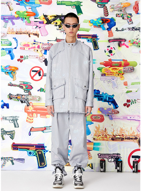 CEMT买手店 CSY立领工装夹克外套幻彩泼墨束脚长裤潮休闲套装男